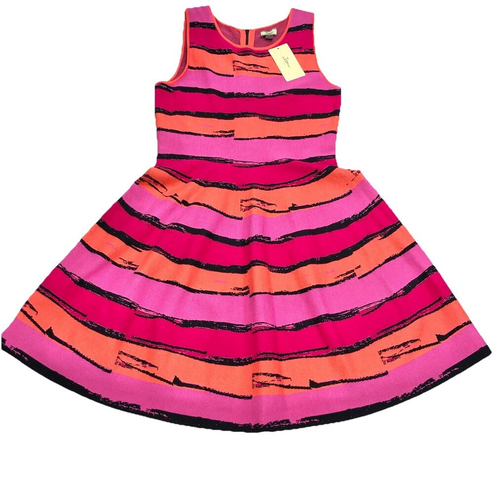 Issa London Fit Flare A-Line Sleeveless Knit Sweater Dress Large Pink Orange
